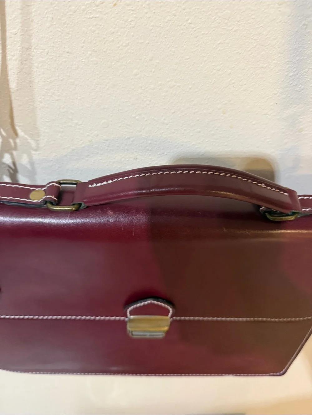 Mara’s Taormina Made in Italy Genuine Leather Briefcase Burgundy Crossbody